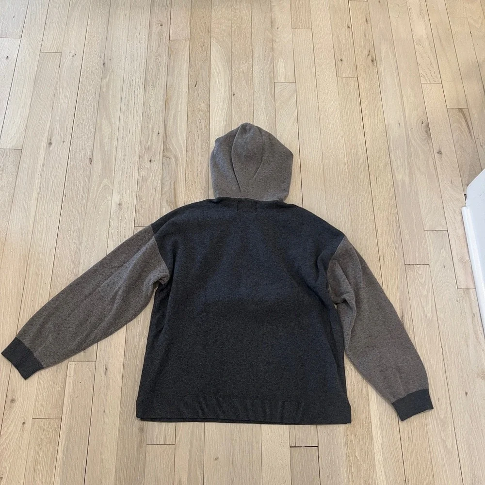 Zara Boys Two-Tone Colorblock Gray Knit Hoodie Sweater Size 11/12